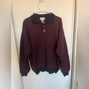 Vintage Alfani Sweater L Maroon Coorgi Style 3D Italy Wool Blend Cosby Grandpa